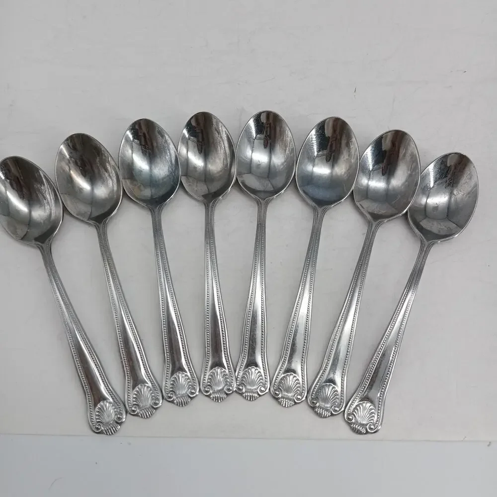 8X Tsp TOWLE Supreme STUART SHELL Stainless Teaspoons